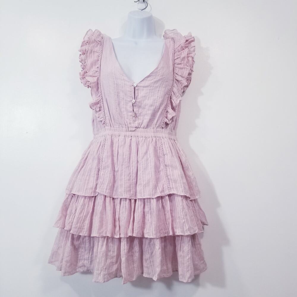House of Harlow 1960 Ruffle Tiered Layered Pink Mini Dess